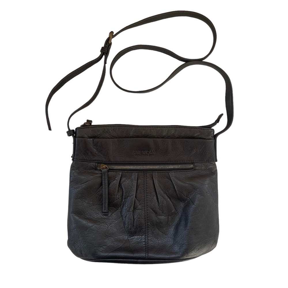 🖤 American Leather Co Black Crossbody Bag | Real Leather | Classic & Chic
